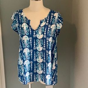 LILLY PULITZER TOP SHIRT BLOUSE SIZE SMALL PRINT FALL IN LINE EXCELLENT CONDITIO